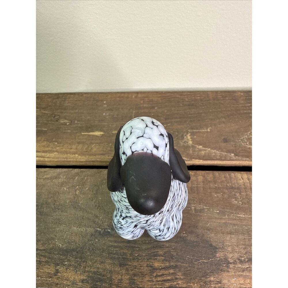 Archimede Seguso Art Glass Hound Dog Nero A Macchie Di Smalto Bianco Paperweight - Picture 6 of 10